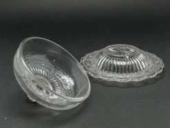Art Deco Butterdose von Krosno Glassworks, Polen, 1930er