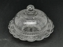 Art Deco Butterdose von Krosno Glassworks, Polen, 1930er