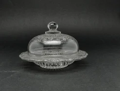 Art Deco Butterdose von Krosno Glassworks, Polen, 1930er