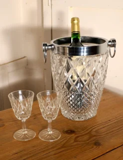 Art Deco Champagner Weinkühler mit Rautenmuster, 1920er