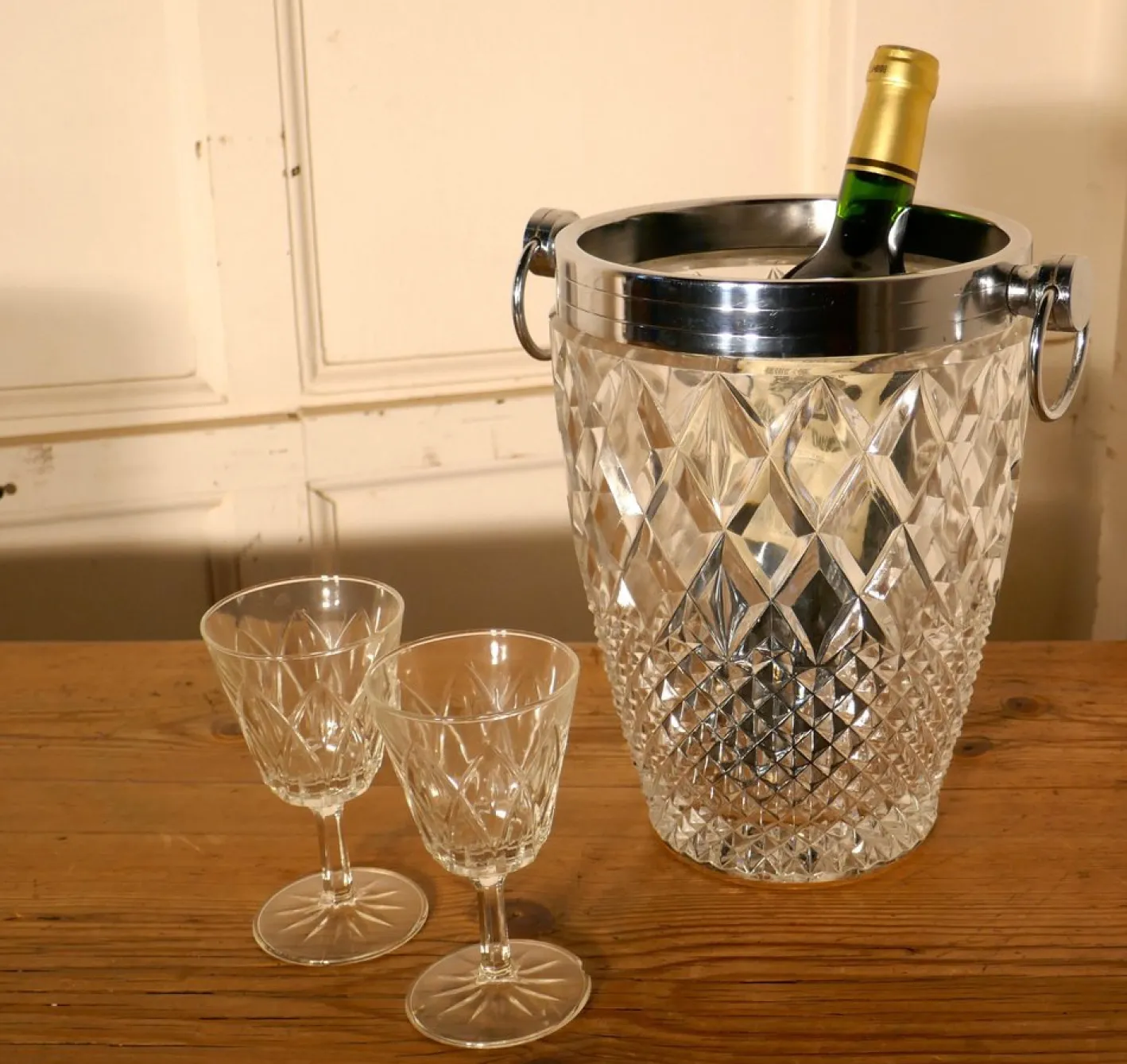 Art Deco Champagner Weinkühler mit Rautenmuster, 1920er