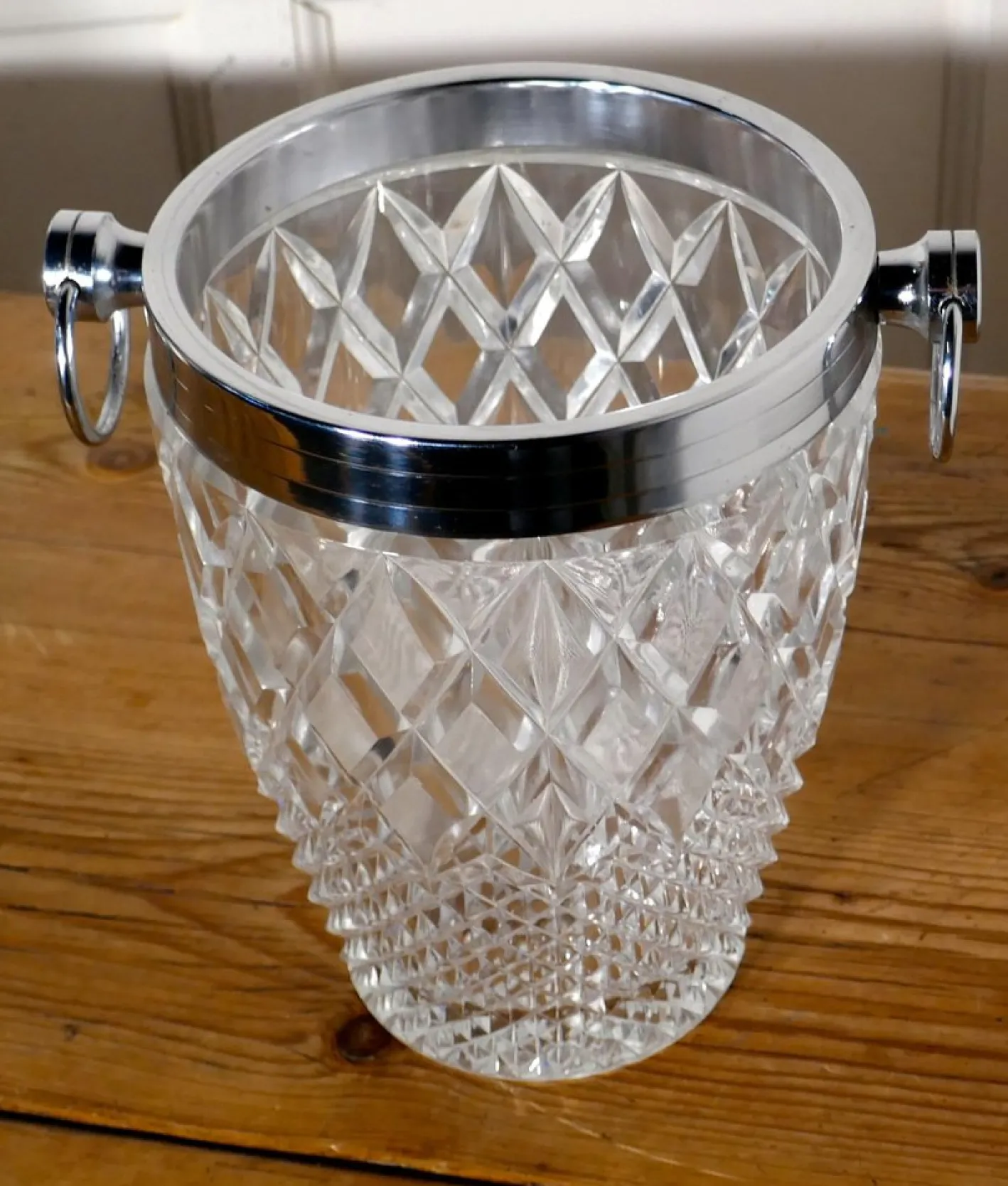 Art Deco Champagner Weinkühler mit Rautenmuster, 1920er