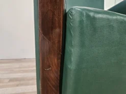 Art Deco Clubsessel aus Nussholz & grünem ECO-Leder, 1940, 2er Set