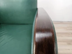 Art Deco Clubsessel aus Nussholz & grünem ECO-Leder, 1940, 2er Set