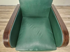 Art Deco Clubsessel aus Nussholz & grünem ECO-Leder, 1940, 2er Set