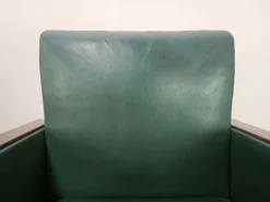 Art Deco Clubsessel aus Nussholz & grünem ECO-Leder, 1940, 2er Set