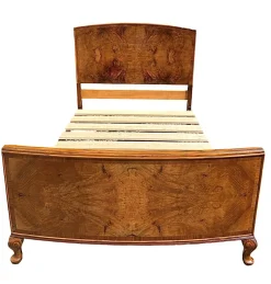 Art Deco Doppelbett aus Nussholz, 1930er