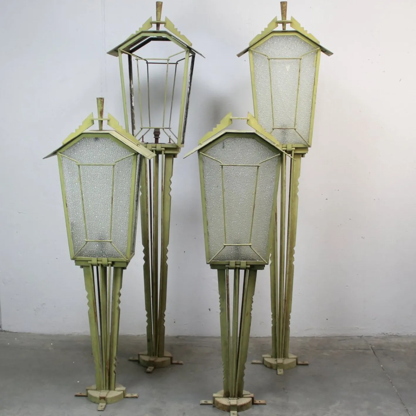 Art Deco Gartenlampe Spiel, 1930er, 4er Set