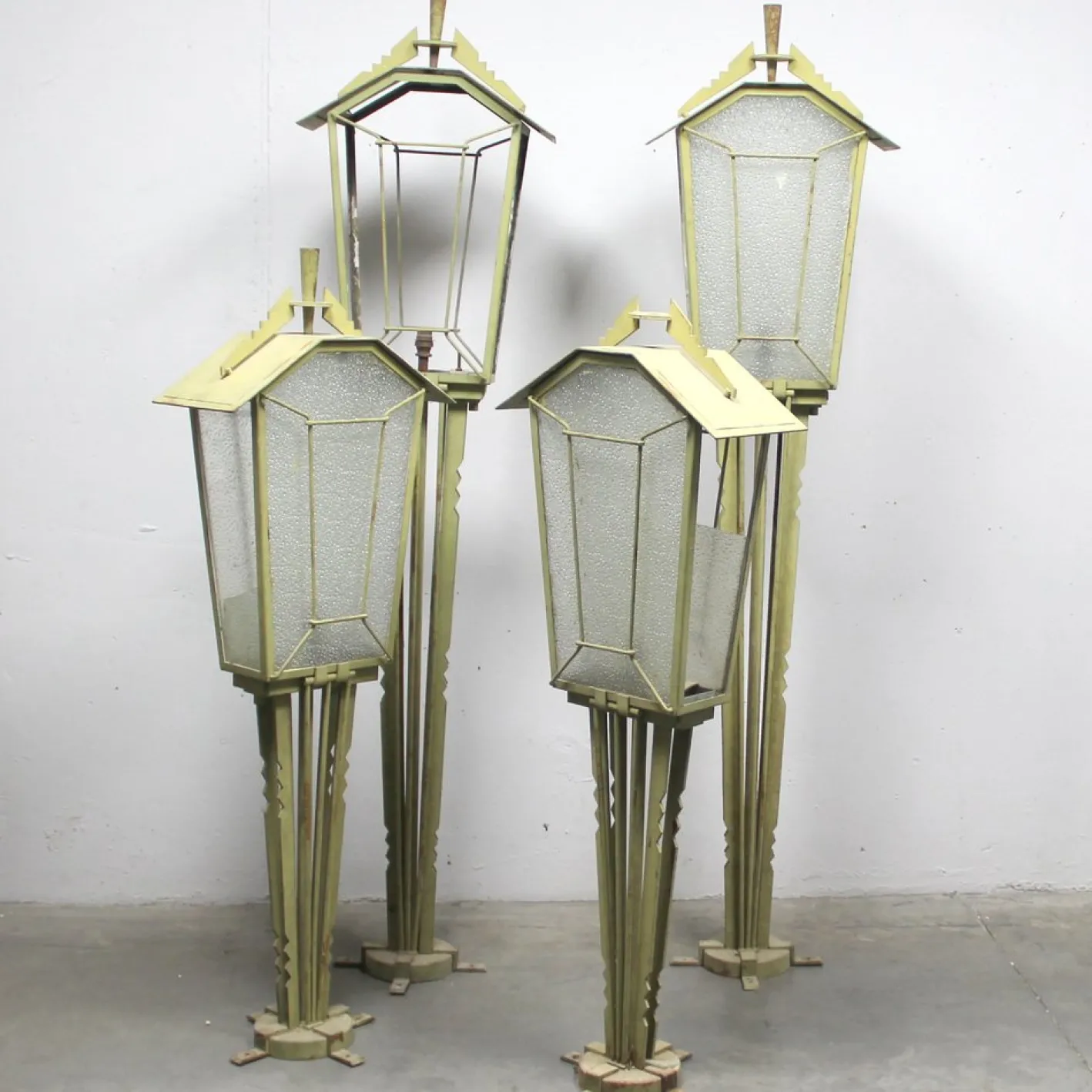 Art Deco Gartenlampe Spiel, 1930er, 4er Set