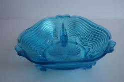 Art Deco Glas mit Fischfüßen - Wunderschönes sattes Blau von Josef Inwald, 1930er