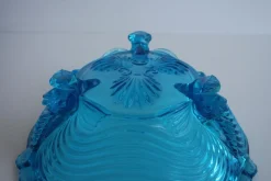 Art Deco Glas mit Fischfüßen - Wunderschönes sattes Blau von Josef Inwald, 1930er