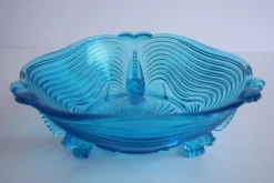 Art Deco Glas mit Fischfüßen - Wunderschönes sattes Blau von Josef Inwald, 1930er