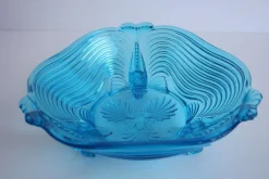 Art Deco Glas mit Fischfüßen - Wunderschönes sattes Blau von Josef Inwald, 1930er