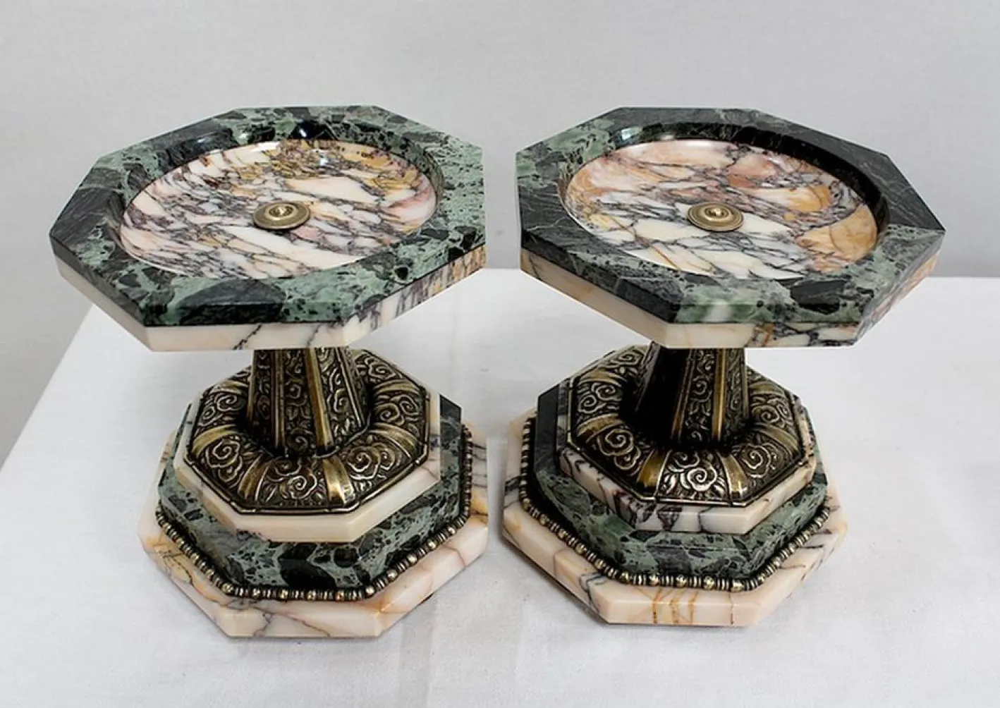 Art Deco Kaminuhr & Dekoration aus Marmor & Bronze, 1940er, 3er Set