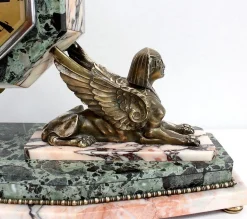 Art Deco Kaminuhr & Dekoration aus Marmor & Bronze, 1940er, 3er Set