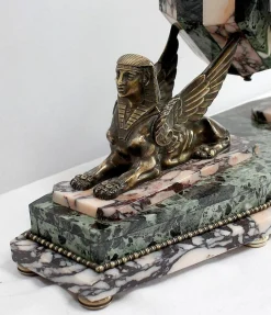 Art Deco Kaminuhr & Dekoration aus Marmor & Bronze, 1940er, 3er Set