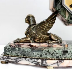Art Deco Kaminuhr & Dekoration aus Marmor & Bronze, 1940er, 3er Set