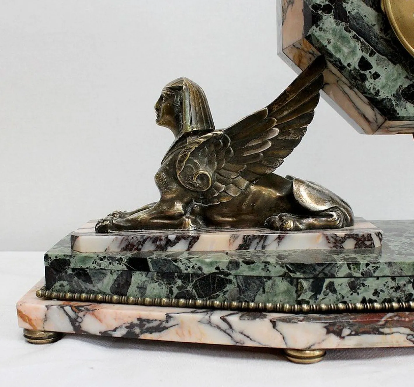 Art Deco Kaminuhr & Dekoration aus Marmor & Bronze, 1940er, 3er Set
