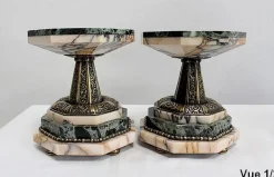 Art Deco Kaminuhr & Dekoration aus Marmor & Bronze, 1940er, 3er Set