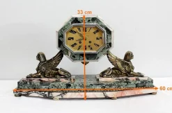 Art Deco Kaminuhr & Dekoration aus Marmor & Bronze, 1940er, 3er Set