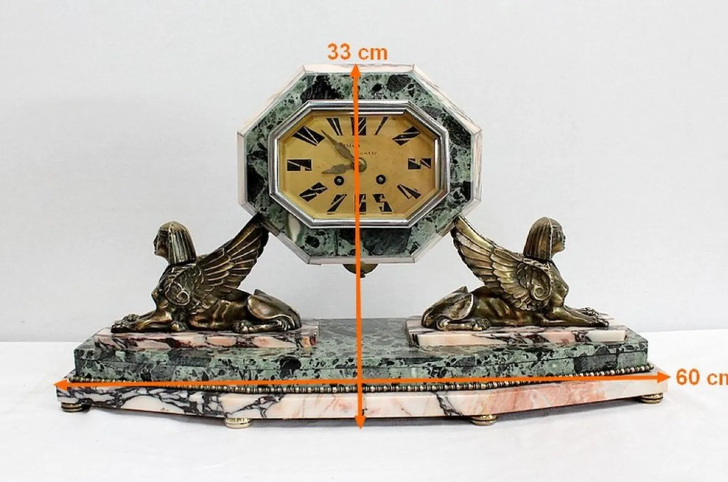 Art Deco Kaminuhr & Dekoration aus Marmor & Bronze, 1940er, 3er Set