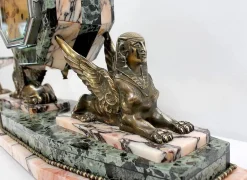Art Deco Kaminuhr & Dekoration aus Marmor & Bronze, 1940er, 3er Set