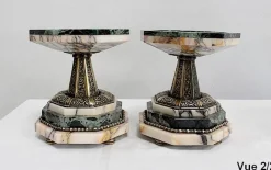 Art Deco Kaminuhr & Dekoration aus Marmor & Bronze, 1940er, 3er Set