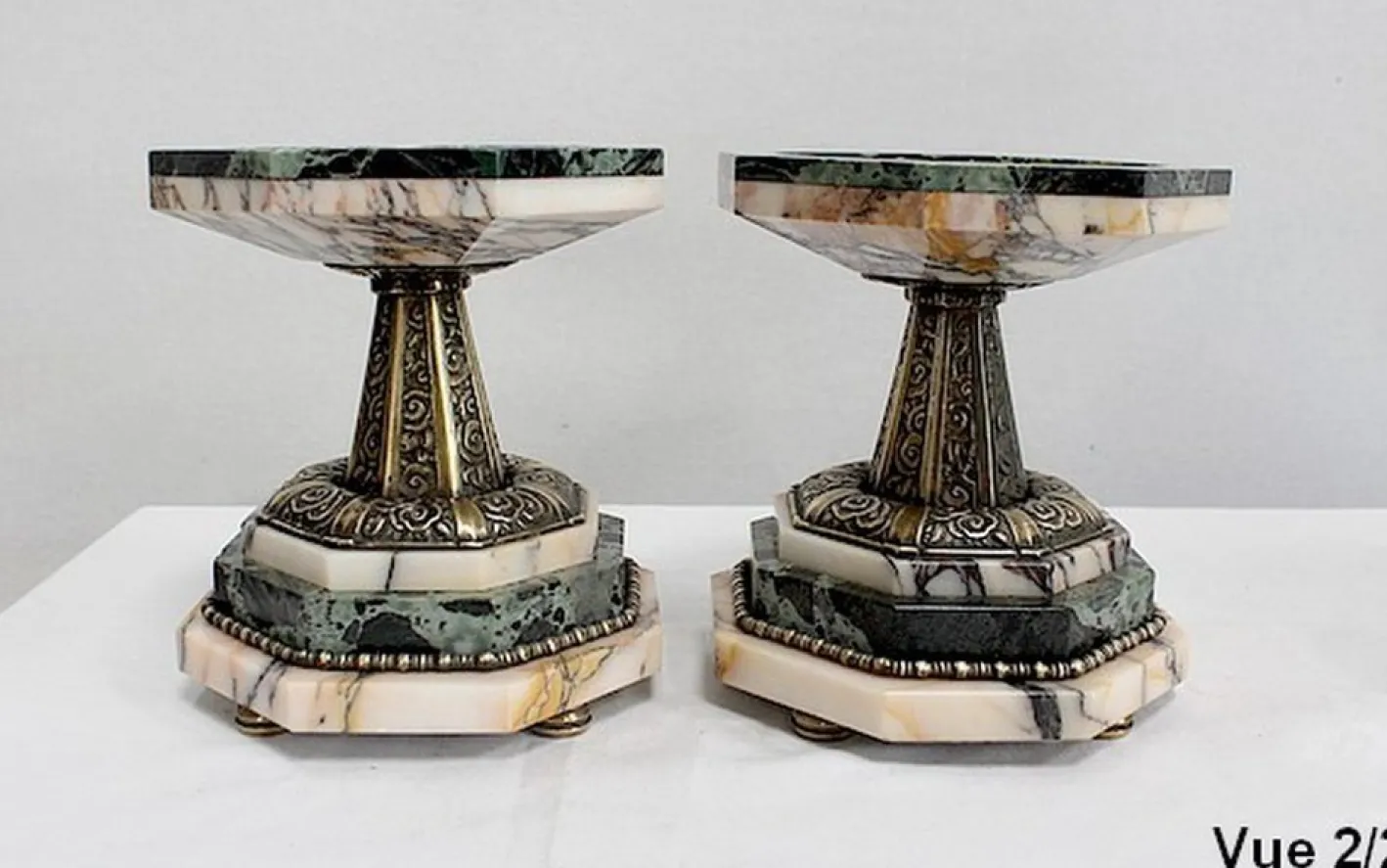Art Deco Kaminuhr & Dekoration aus Marmor & Bronze, 1940er, 3er Set