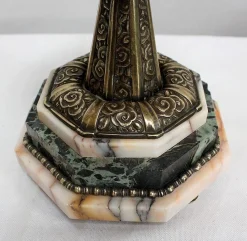 Art Deco Kaminuhr & Dekoration aus Marmor & Bronze, 1940er, 3er Set