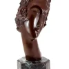 Art Deco Künstler, Braun patinierter Frauenkopf Skulptur, Bronze