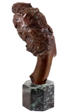 Art Deco Künstler, Braun patinierter Frauenkopf Skulptur, Bronze