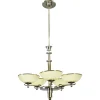 Art Deco Kronleuchter aus Nickel mit Champagnerglasschirmen, 1930er