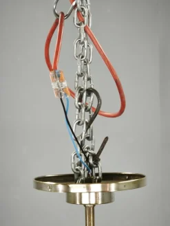 Art Deco Kronleuchter aus Nickel mit Champagnerglasschirmen, 1930er