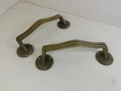 Art Deco Messinggriffe, Italien, 1940er, 2er Set
