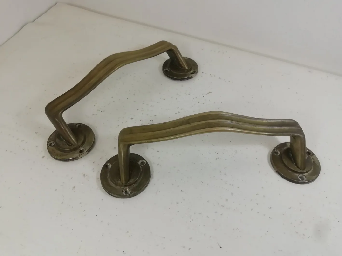 Art Deco Messinggriffe, Italien, 1940er, 2er Set