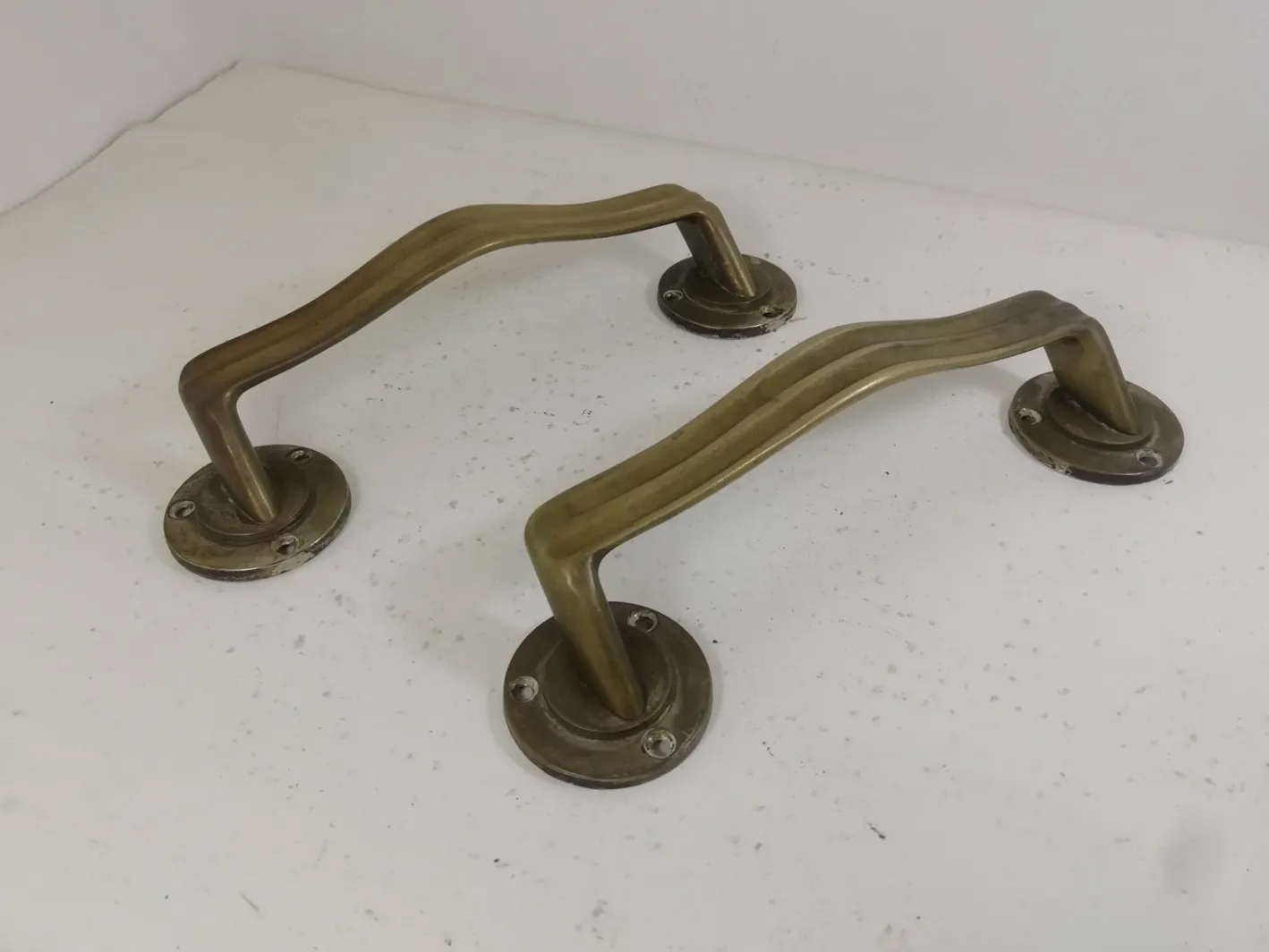 Art Deco Messinggriffe, Italien, 1940er, 2er Set