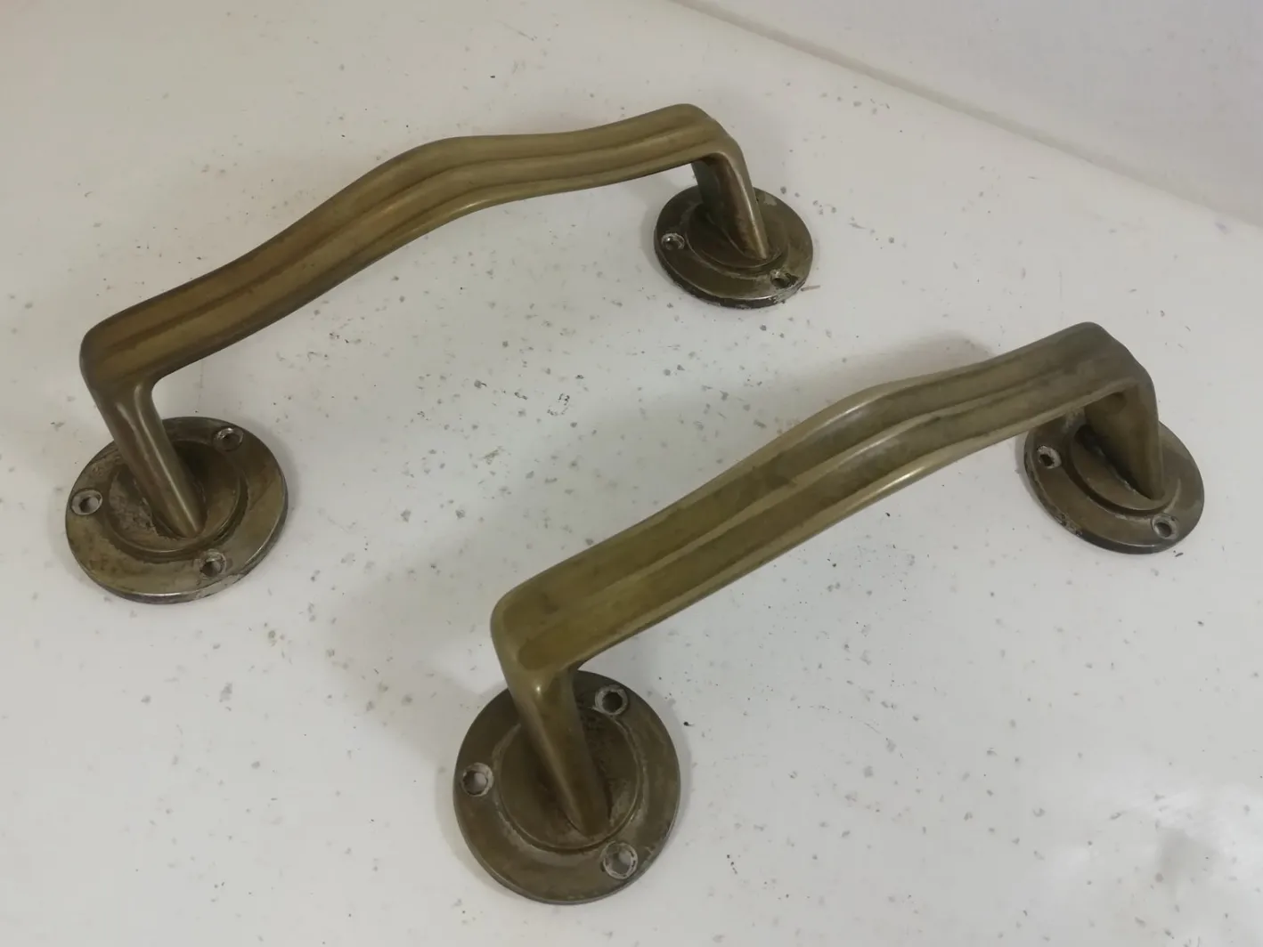 Art Deco Messinggriffe, Italien, 1940er, 2er Set