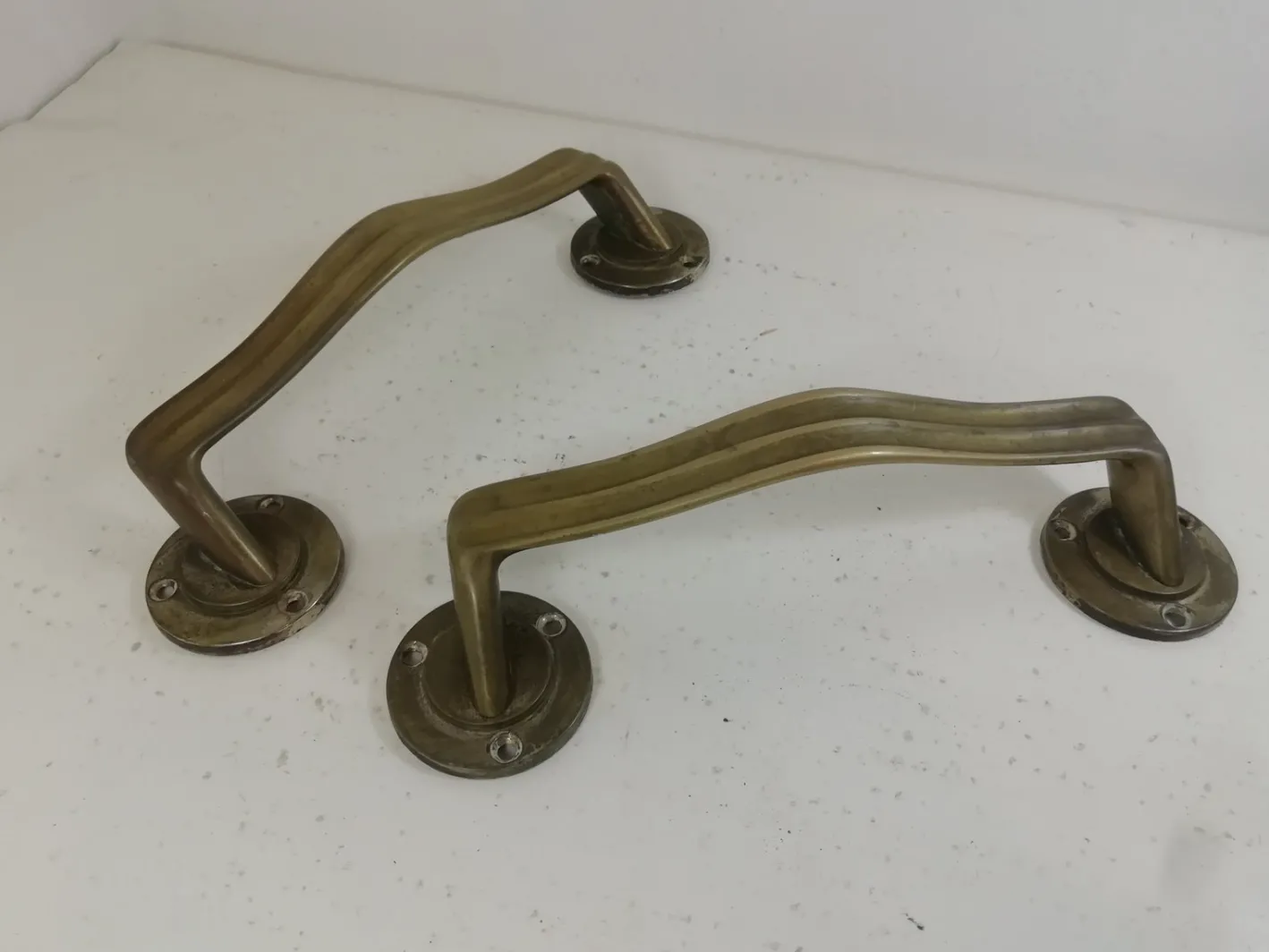 Art Deco Messinggriffe, Italien, 1940er, 2er Set