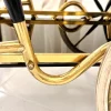Art Deco Servierwagen aus Messing & schwarzem Glas, 1950er