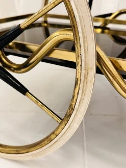 Art Deco Servierwagen aus Messing & schwarzem Glas, 1950er