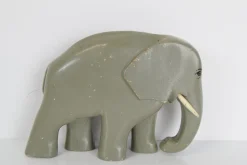 Art Deco Skulptur Elefant aus Holz, 1930er