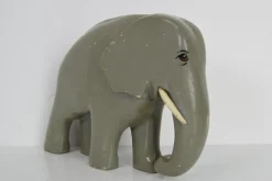 Art Deco Skulptur Elefant aus Holz, 1930er