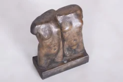 Art Deco Skulptur von Zwillingen aus Bronze, Tschechisch, 1920er