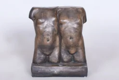 Art Deco Skulptur von Zwillingen aus Bronze, Tschechisch, 1920er