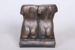 Art Deco Skulptur von Zwillingen aus Bronze, Tschechisch, 1920er