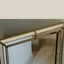 Art Deco Spiegel mit Abgeschrägtem Rahmen & Vergoldetem Messing, Frankreich, 1930