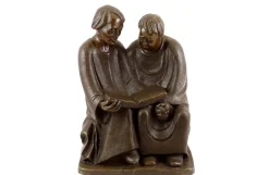 Art Deco Stil Lesende Mönche Skulptur, 20. Jahrhundert, Bronze