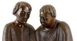 Art Deco Stil Lesende Mönche Skulptur, 20. Jahrhundert, Bronze