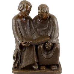 Art Deco Stil Lesende Mönche Skulptur, 20. Jahrhundert, Bronze