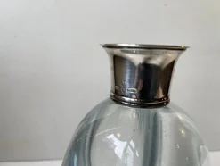 Art Deco Strombergshyttan Karaffe aus Kristallglas & Silber, 1930er